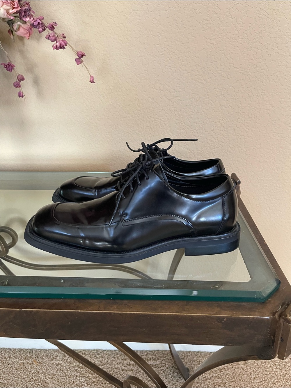 Steve Madden Black Leather Derby Shoes